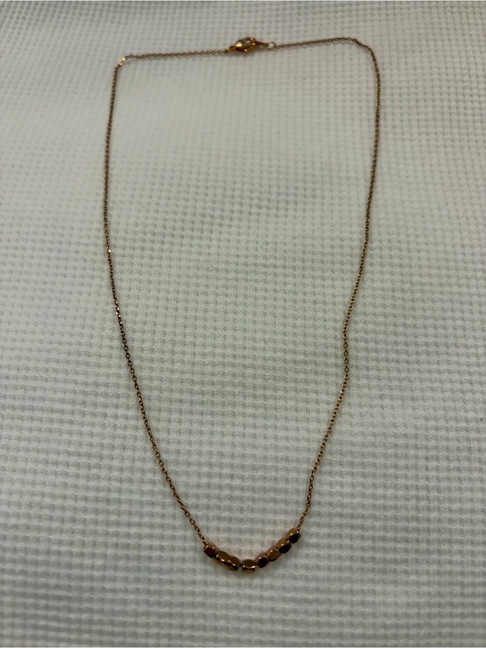 Rose Gold Beaded Chain Necklace - Minimal Women's Jewelry